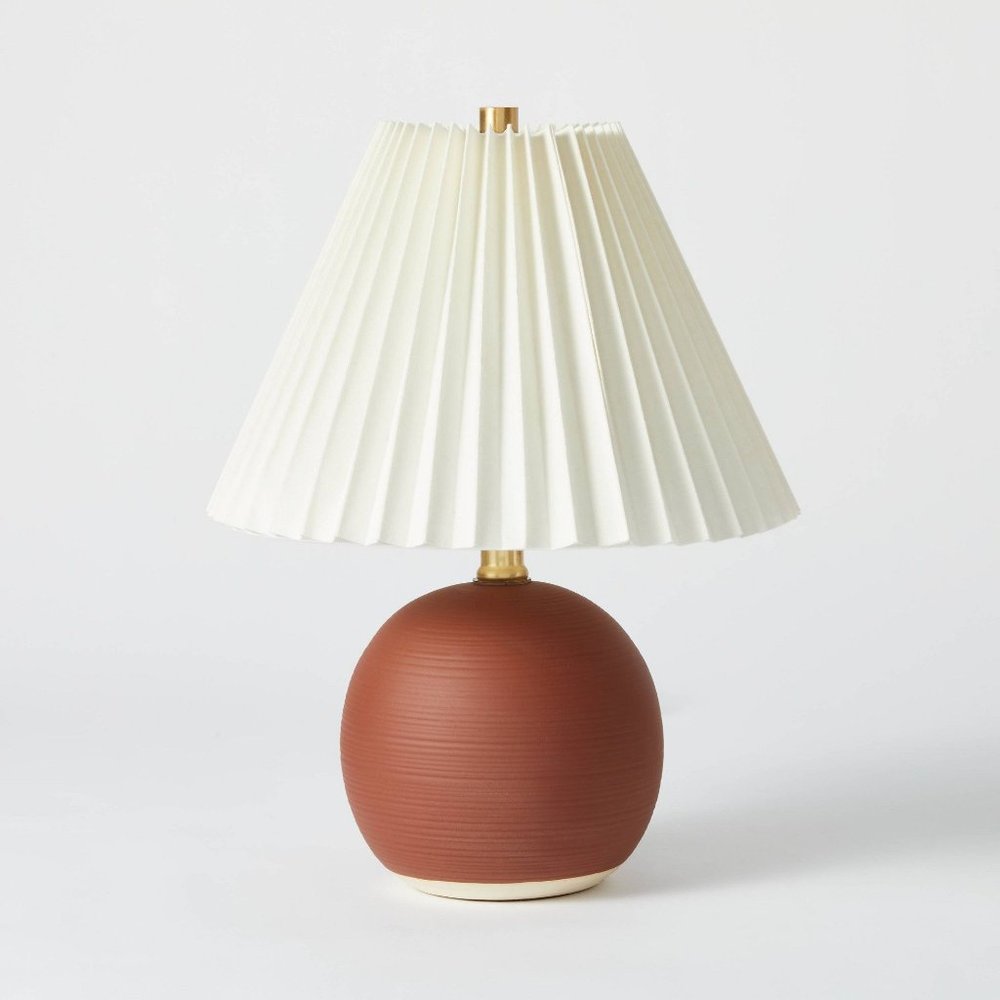 Studio McGee Oval Table Lamp with Pleated Shade (includes bulb) Red - Threshold